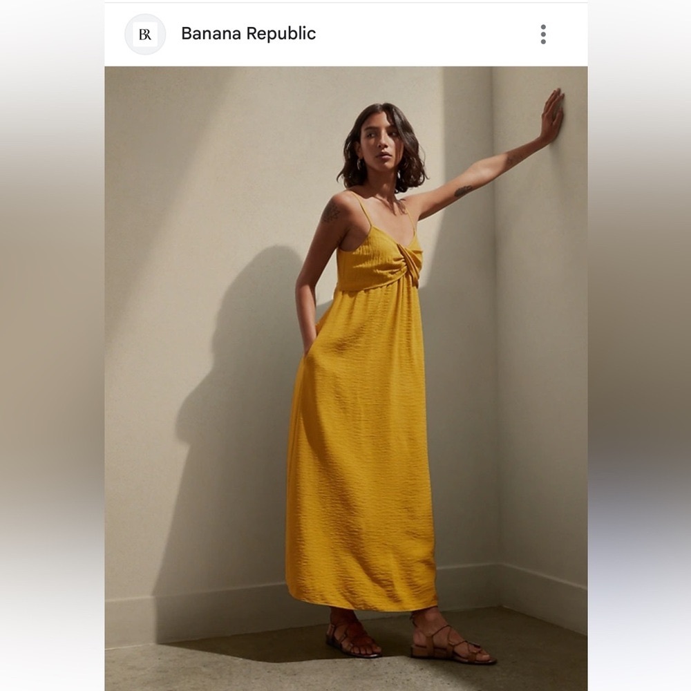 BANAN REPUBLIC MAXI DRESS - GOLDEN YELLOW, LINED AND POCKETS!  ONLY WORN ONCE!
